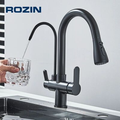 Purification Water Kitchen Faucet Black 360° Rotating Filte