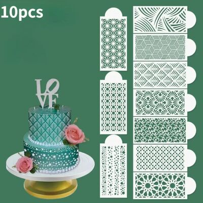 10PCS/set DIY Fondant Stencil Reusable Cake Decorating Stenc