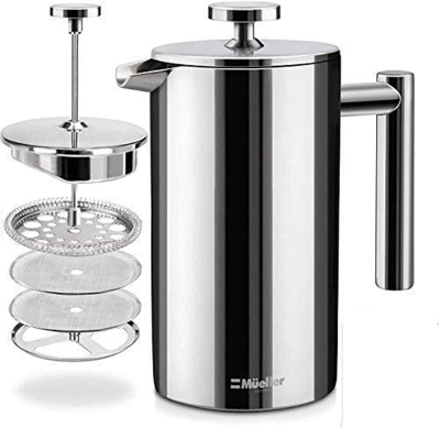 French Press Double Insulated Coffee Maker No Coffee Ground