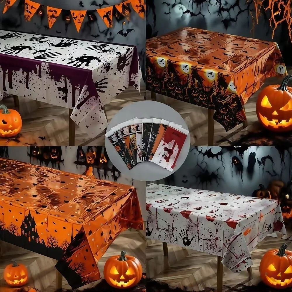 1 Set of 137x183mm Halloween Skull Pumpkin Bat Tablecloth fo