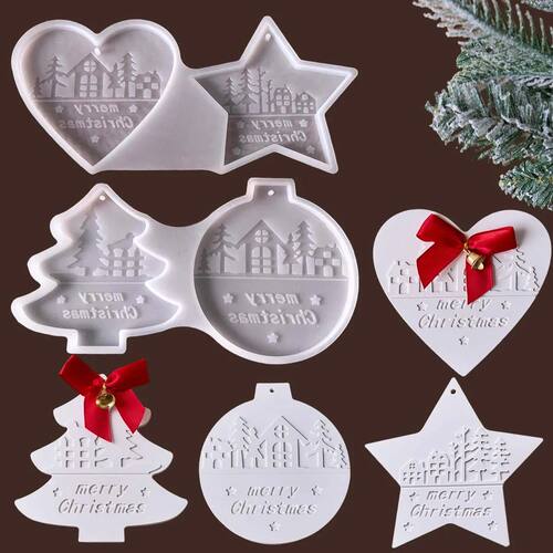 Christmas Heart Round Tree Star-Shaped Hanging Ornament Sili