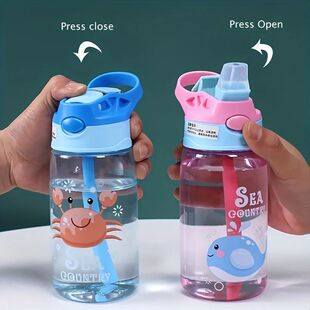 480ML Cartoon with Str Cup Feeding Sippy Water Kids Baby