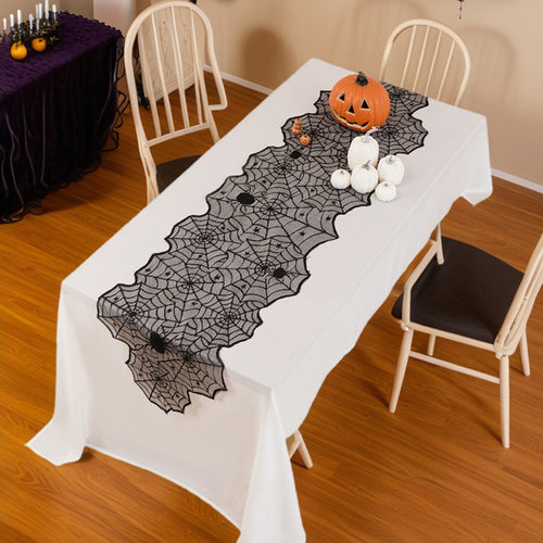 Halloween Lace Table Runner Tablecloth Mesh Irregular Decora