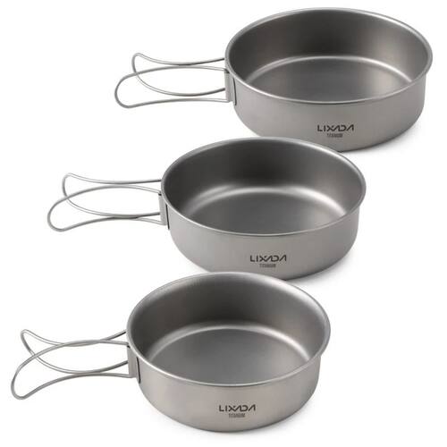 Lixada Titanium Bowls Ultralight Titanium Dinner Bowl Pan Fo