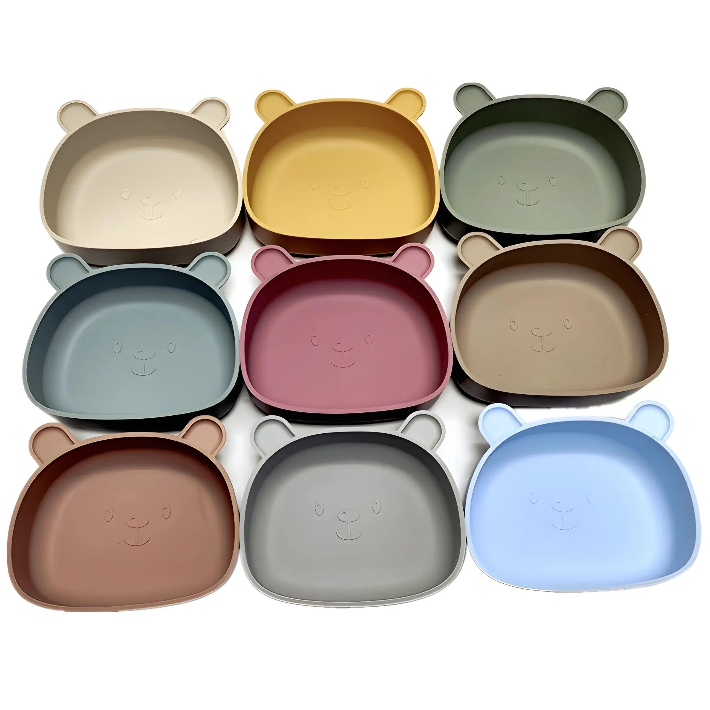 Children's silicone dinner plate baby auxiliary bowl suction