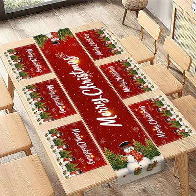 Christmas Table Runner Winter Snowman Christmas Printing Tab