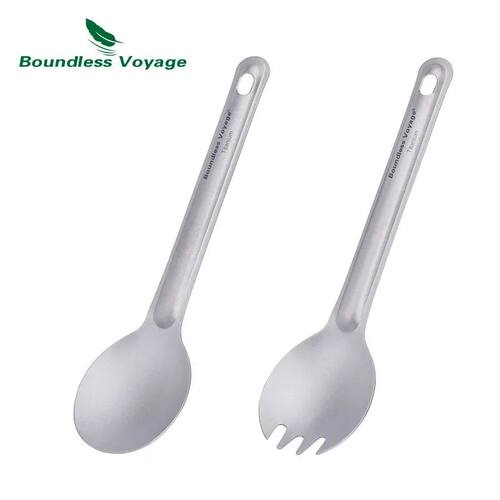 Boundless Voyage Titanium Cutlery Reusable Spoon Spork Set L