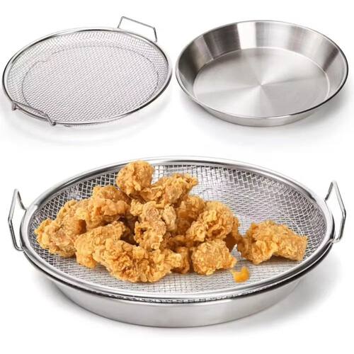 Heavy Duty Stainless Steel Frying Rack with Tray, Foldable M
