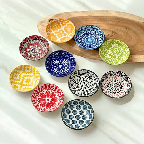 6/10 Pieces of Ceramic Condiment Dishes, Bohemian Plates, Sa