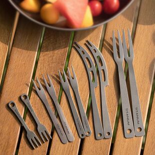 Outdoor Camping Pure Titanium Fruit Knife Forks Dessert Fork