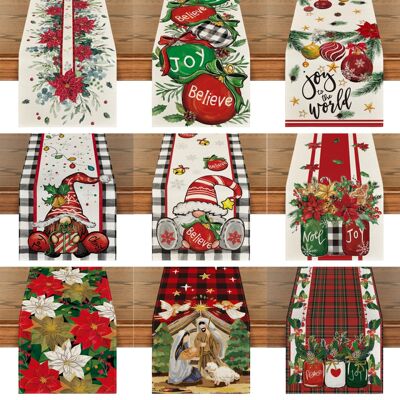 Winter Christmas Table Runner Christmas Gnome Bell Festive A