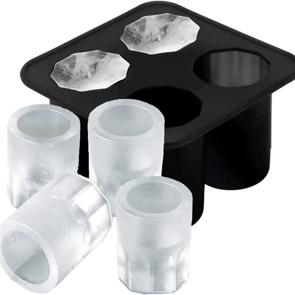 4 Cup Shape Silicone Ice Cube Mold Tray Make Shot Glass Summ