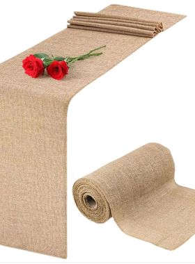 30cm Width 10M Jute Linen Vintage Natural Table Runner Burla