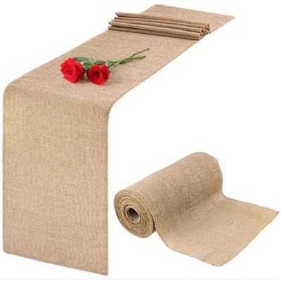 30cm Width 10M Jute Linen Vintage Natural Table Runner Burla