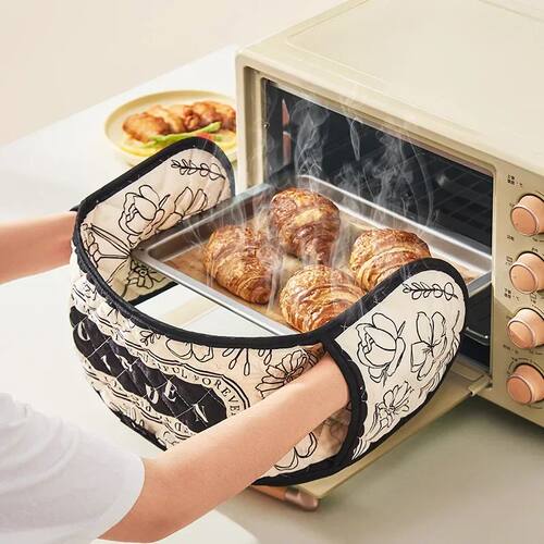 1pc Oven Mitts Microwave Baking BBQ Integrated Glove Cotton