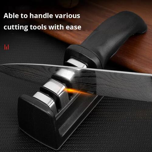 1Pc Black Kitchen Three Segment Knife Sharpener Household Mu