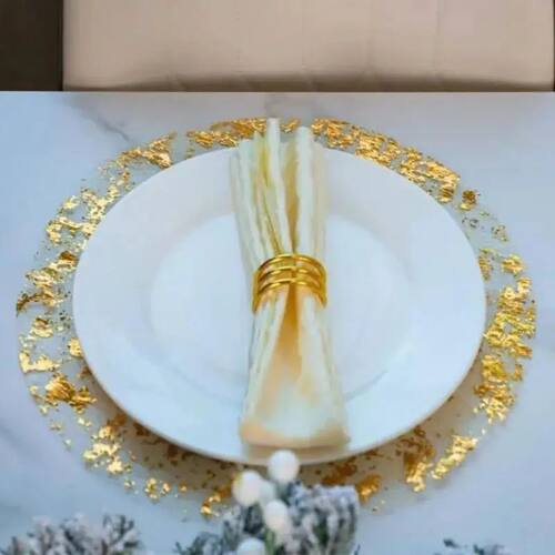10-Pack Metallic Gold Round Table Mats - Heat-Resistant Plac