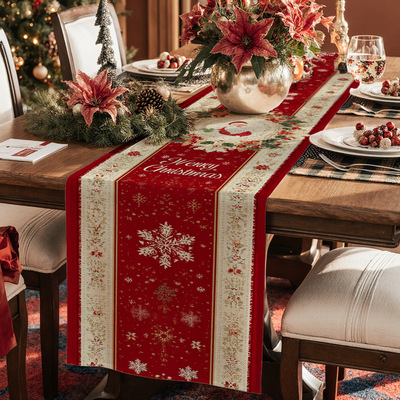 Christmas Table Runner Imitation Linen Digital Printing Coff