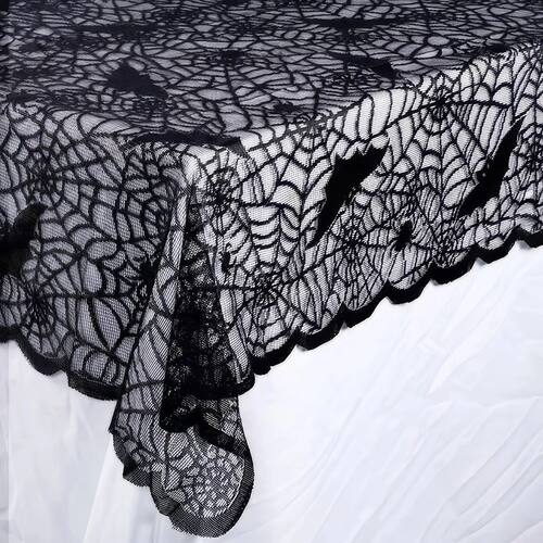 1 Piece Halloween Lace Tablecloth Bat Net Skull Pattern Rect