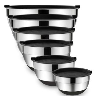 Mixing Bowls with Lids and Non Slip Bases Stainless Steel Mi