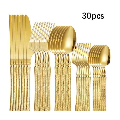 6/30pcs Golden waist knife, fork and spoon stainless steel t