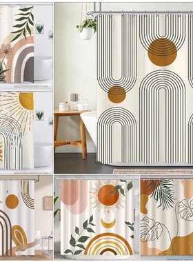 abstract Bohemian shower curtain Medieval arch Sun leaf Mode