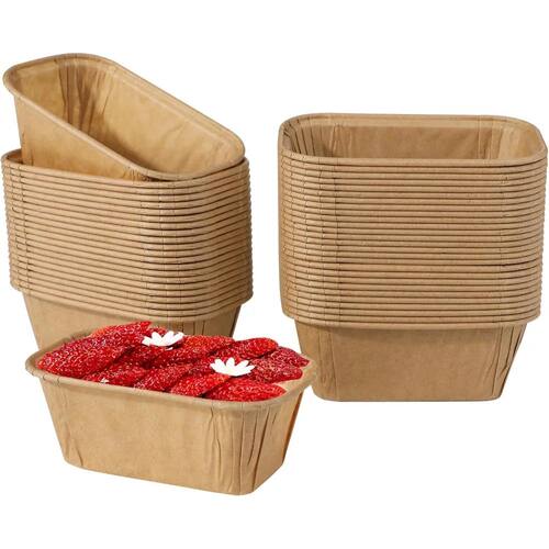 50pcs Disposable Cake Moulds, Rectangular Non-stick Paper Mi