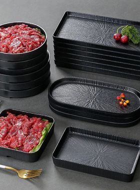 Melamine Black Dinner Plate Thickened Sushi Pans Imitation P