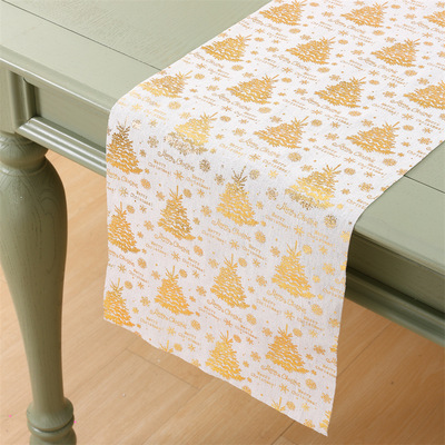 Bronzing Christmas Tree Polyester Cotton Table Runner Festiv