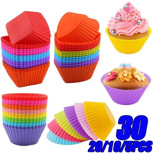 5/10/20/30pcs/lot Silicone Cake Mold Round Heart Shape Muffi