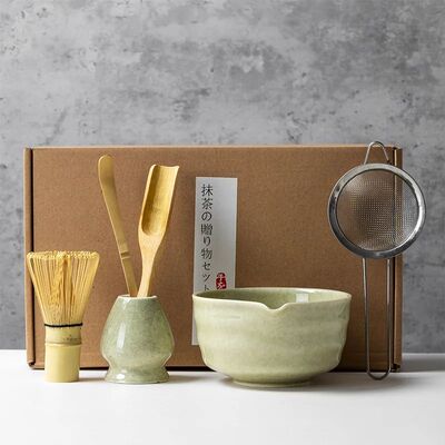 4 5 6 PCS Bamboo Matcha Whisk Set Ceramic Tea Bowl Tradition