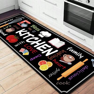 1/2 pcs Kitchen Printed Floor Mat, Durable and Wear-Resistan