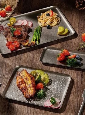 Vintage 304 Stainless Steel Snowflake Silver Square Tray Rou