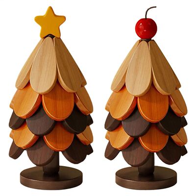 Wooden Table Coasters 5pcs Christmas Tree Trivets Heat Resis