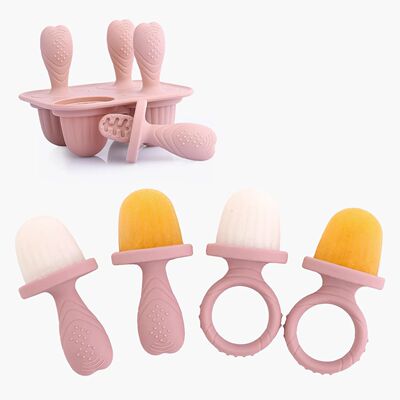 Silicone Popsicle Mold 4 Holes Baby Teething Teether Popsicl