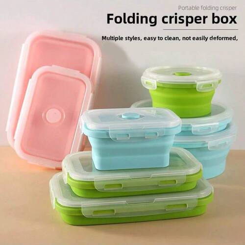 1 Pc  350/500/800/1200ml Foldable Silicone Lunch Box Set Mac