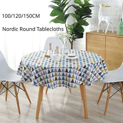 Nordic Round Tablecloths Washable Cotton Linen Dining Table
