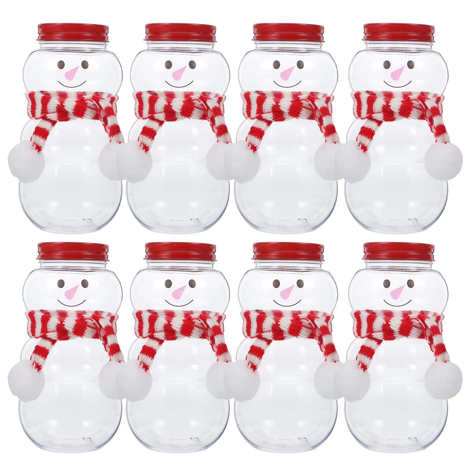 10 Sets Christmas Snowman Shape Milk Bottles With Lids Chris