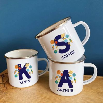Personalized Mug for Kids Space Letter with Name Water Drink