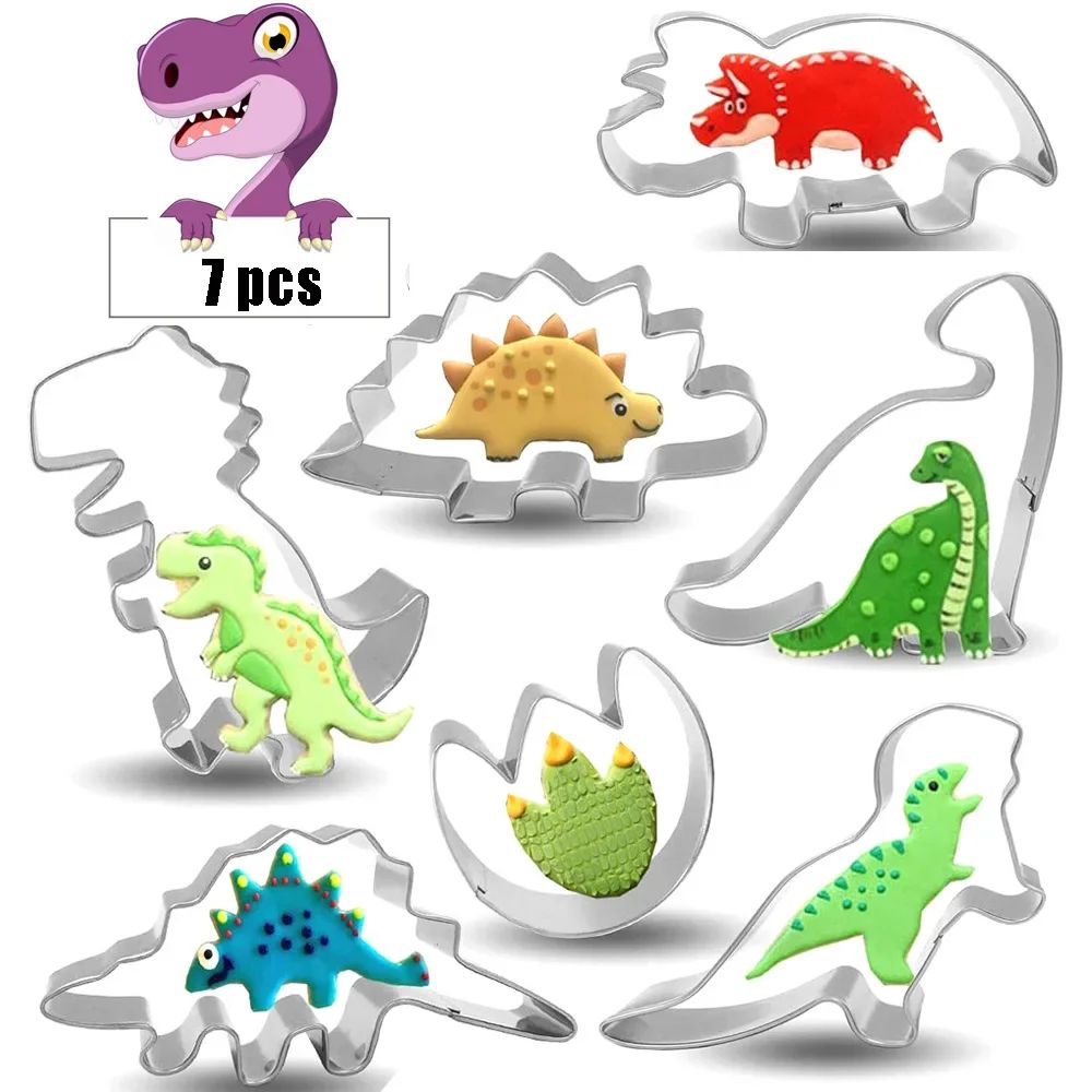 7pcs/set Stainless Dino Dinosaur Cookie Cutter Food Drawings