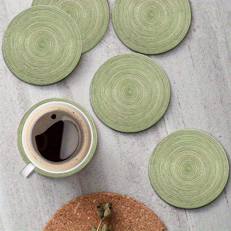 6pcs 4in Round Retro Green Growth Ring Refreshing Wooden Coa