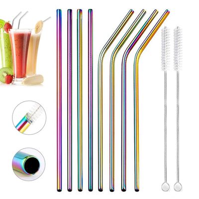 Colorful Reusable Drinking Straws Set Metal Straws 304 Stain