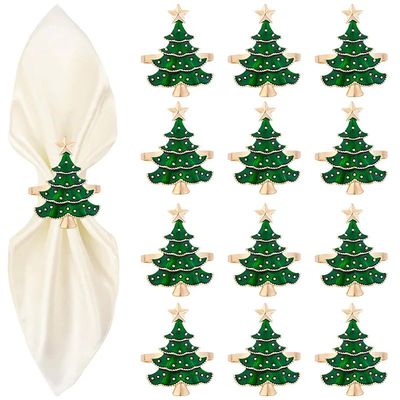 1/6Pcs Christmas Napkin Rings Xmas Tree Ornaments 2025 Chris