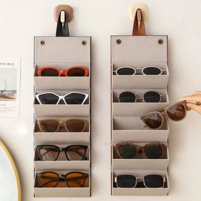 Multi-Slot Sunglasses Organizer Foldable Storage Box For Gla