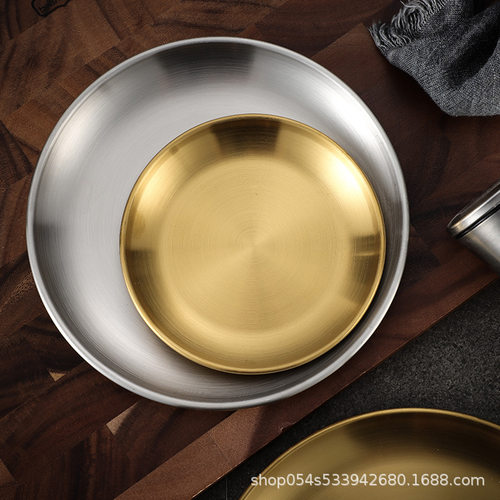 Stainless Steel Disc Commercial Golden Barbecue Plate Tray F