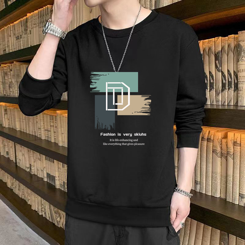 休闲长袖男韩版潮流宽松帅气百搭男生潮牌卫衣印花套头运动打底衫