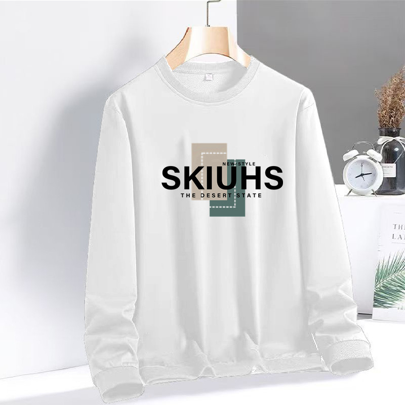 美式长袖t恤男春秋季运动休闲宽松卫衣2026新款高街打底黑色衣服