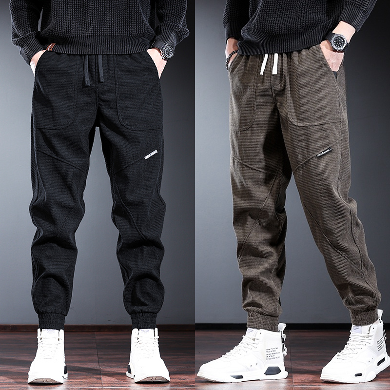 耐磨干活裤子男秋冬季无磁无铁宽松束脚工装灯芯绒休闲裤加绒加厚