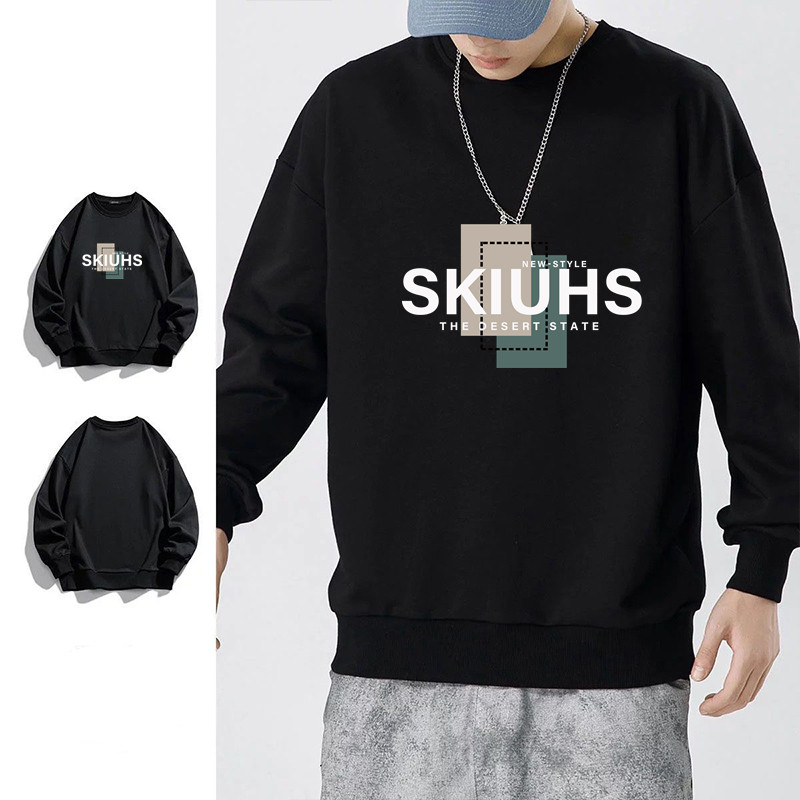 男款t恤ins潮流春秋季宽松时尚帅气打底衫潮牌外穿重磅运动上衣服