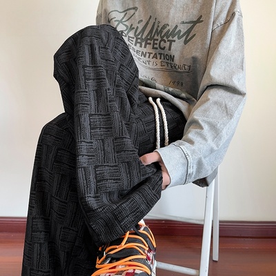 加绒加厚裤子男秋冬季美式复古